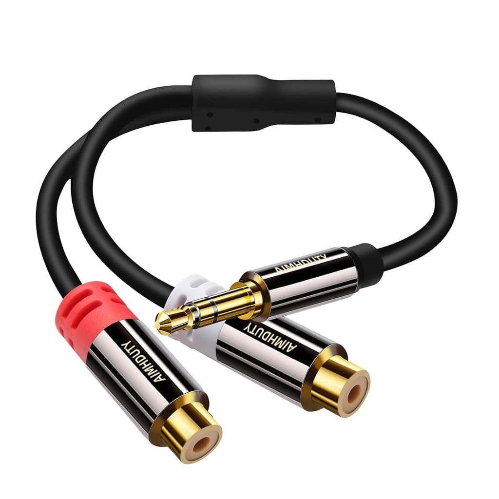 Cabo Divisor RCA para Aux, Adaptador de Áudio Estéreo de 3,5mm Macho para 2RCA Fêmea, Conector de 1/8 para RCA, Cabo de
