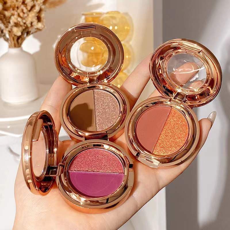 Sombra de duas cores cor abóbora cor terra fosco dourado Flash paleta de sombras estudante à prova d'água paleta de somb