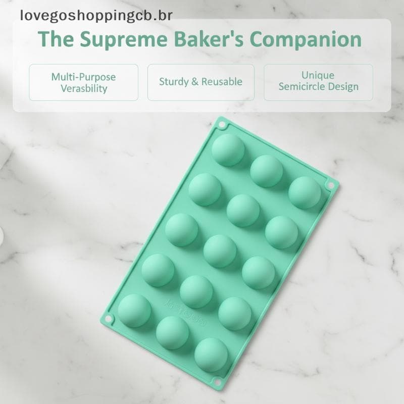 Molde De Silicone Para Cozimento , Meia Bola Com 15 Cavidades , Fornecimento Reutilizável E Inodoro Mousse , Brownie , P
