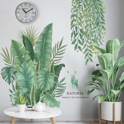 Porta removível adesivos de parede Plantain planta adesivos fresco INS auto-adesivo quarto sala estar rodapé papel de pa
