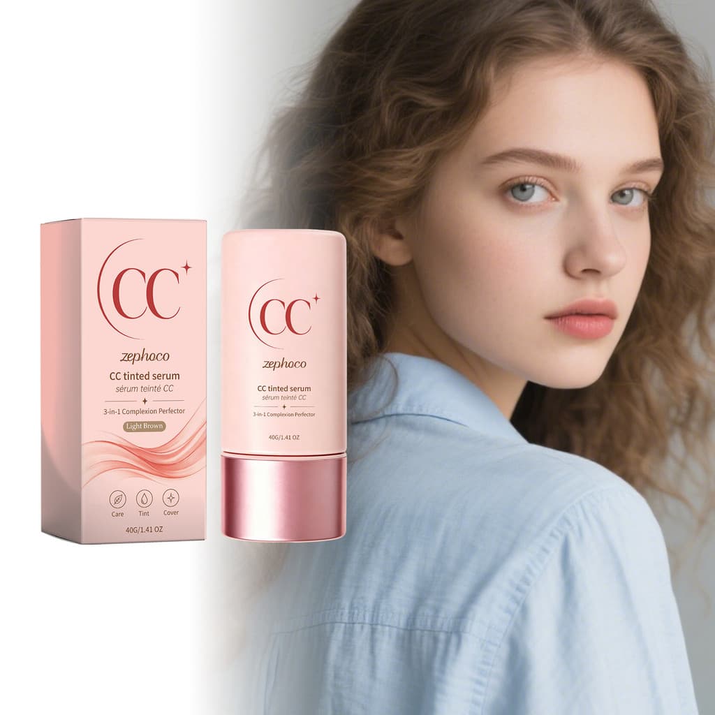 Zephoco CC Creme Essência Três em Um (Marrom Claro) Hidratante Leve Serviço Natural Creme Essência Diária