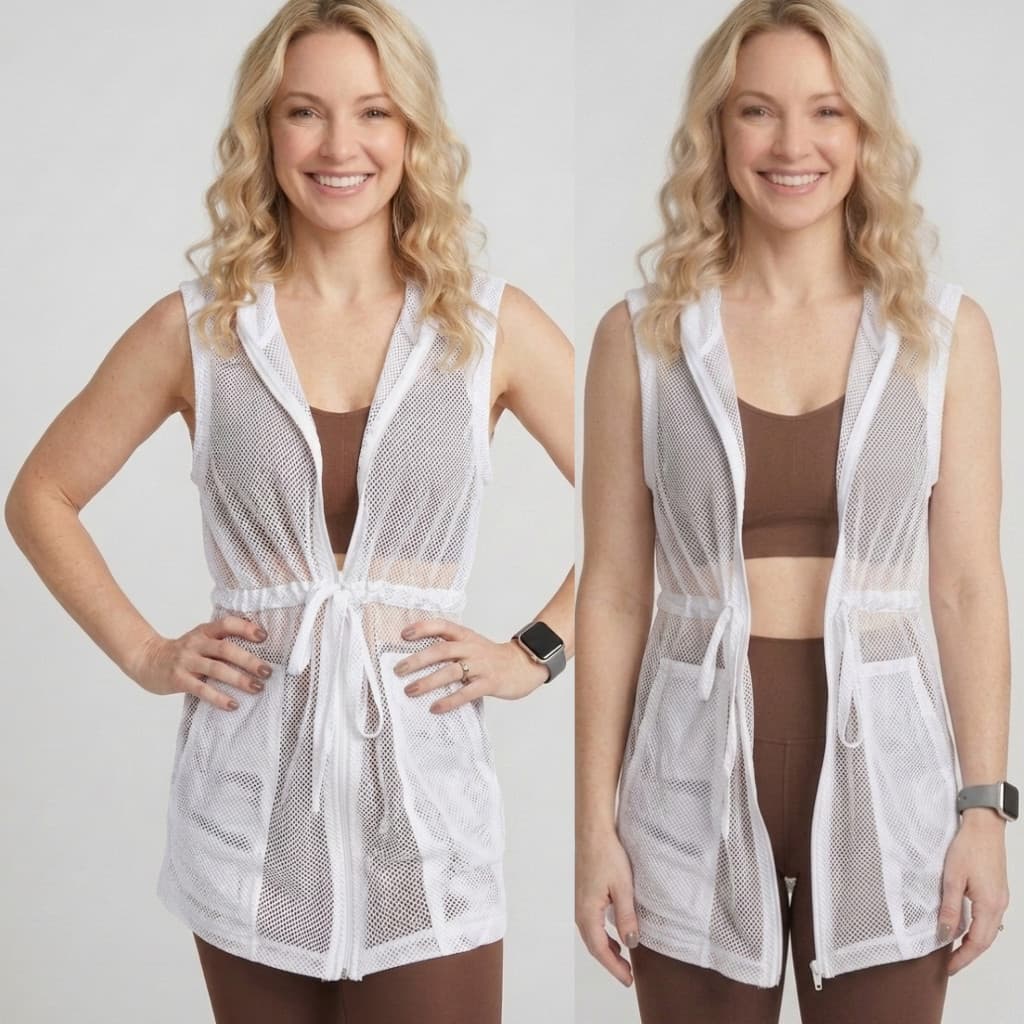 Colete Tela Feminino Academia Bolso Longo