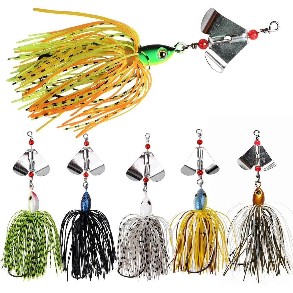 Kit de Iscas de Pesca Spinnerbait - Conjunto de 6 Iscas Spinnerbait Multicoloridas para Pesca de Bass, Truta, Salmão, Is