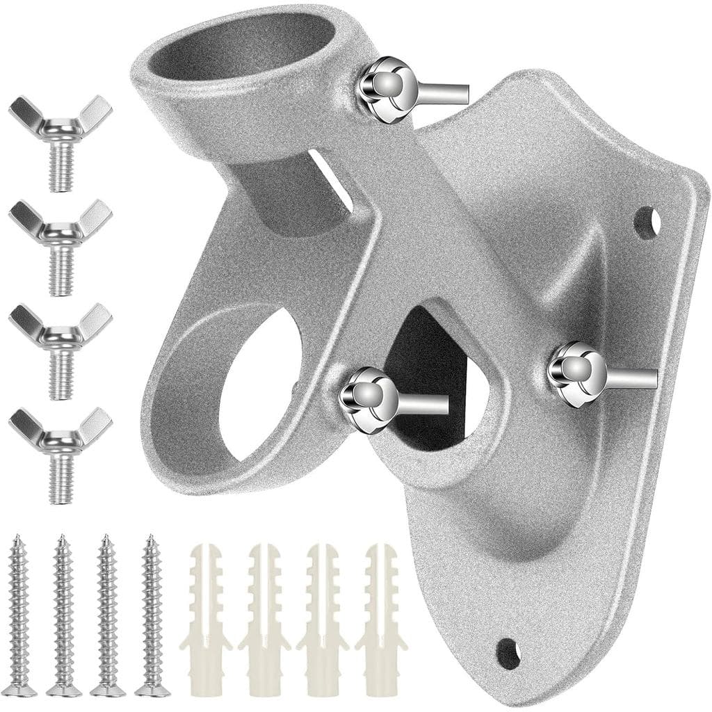 Flag Pole Holder for Outside House, 1" Inner Diameter Silver Heavy Duty Flag Holder, 2 Position Aluminum Alloy Flag Hold