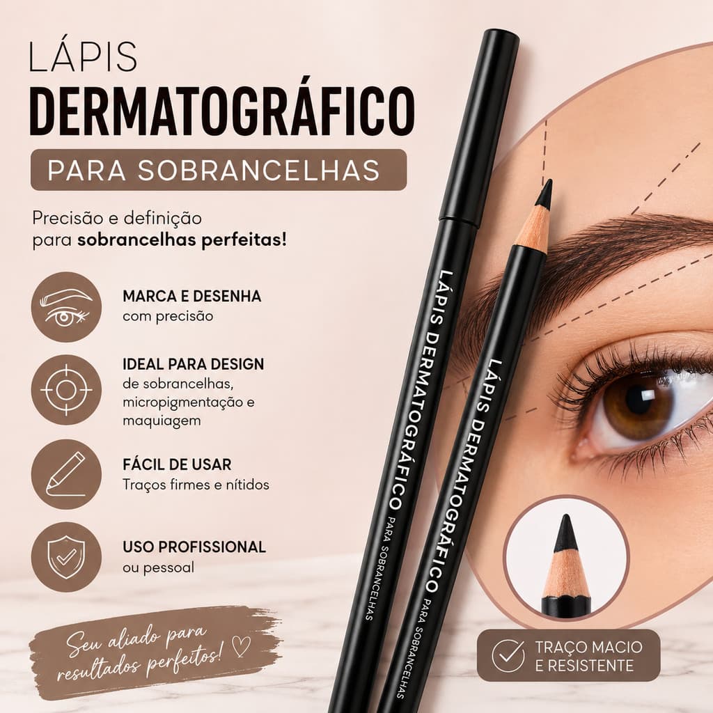 Lápis  de sobrancelha Dermatográfico Mitsubishi Profissional Preto 7600 Original Promoção