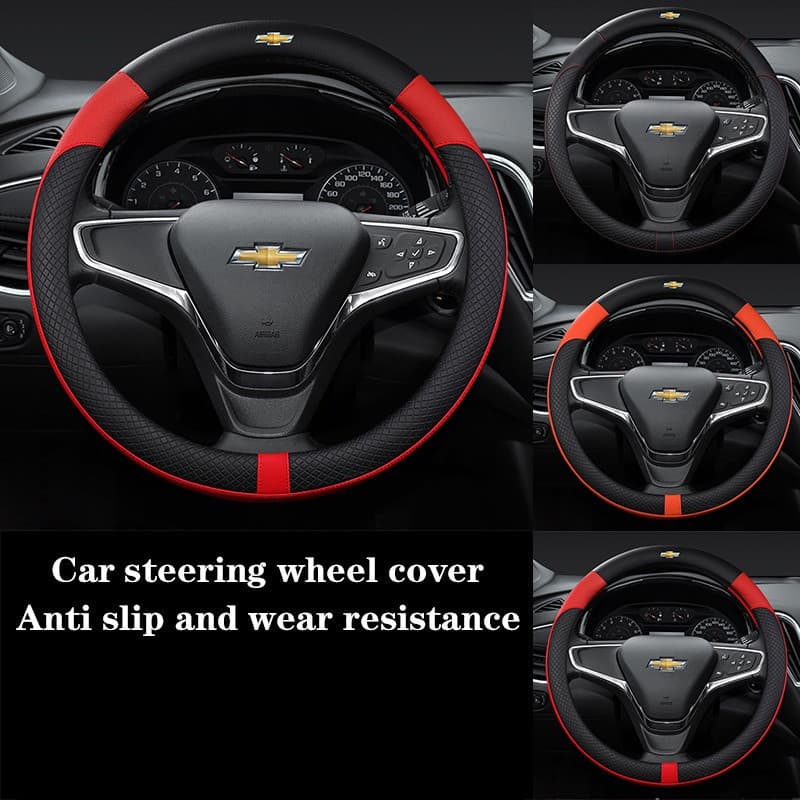 Capa de volante de couro Chevrolet de 38cm para Cruze, Captiva, Lacetti, Aveo, Trax, Optra, Aveo, Nabira, Colorado 38cm
