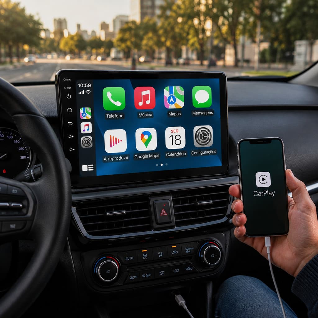 Central Multimidia Mp5 9 Pol Sem Fio Roadstar Rs-7009br Carplay Android Auto Preto