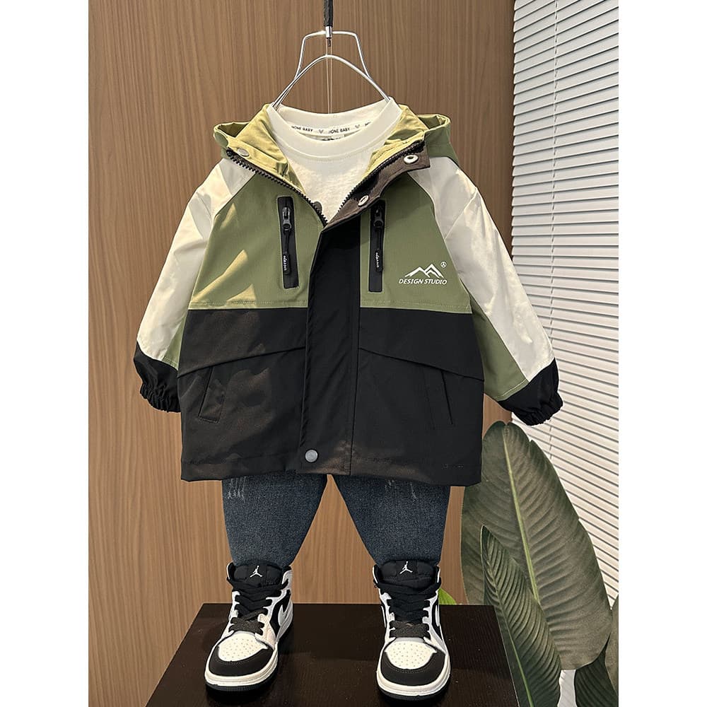 Meninos outono jaqueta 2026 novo estilo moda bebê jaqueta com capuz crianças primavera outono moda estilo coreano blusão