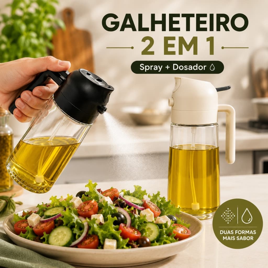 Kit 2 Dispenser Pulverizador Galheteiro Spray Azeite 2 em 1 Vidro Borrifador Dosador Óleo Vinagre Shoyu Cozinha 400ml