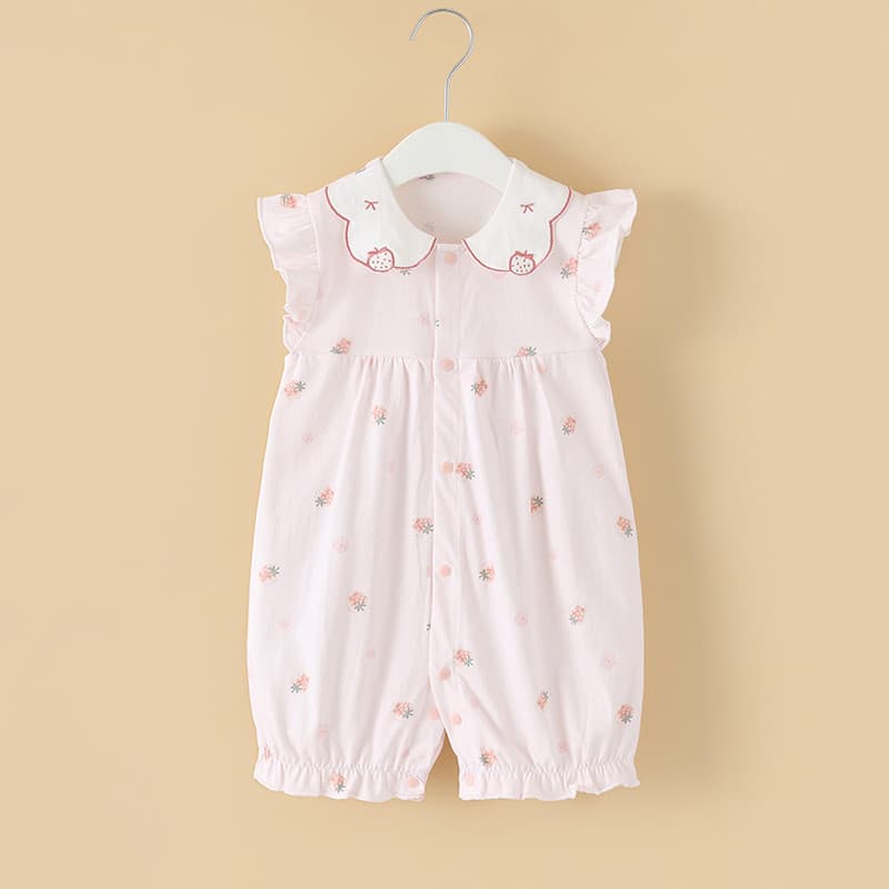 0-2 anos de idade roupas do bebê puro algodão bonito macacão do bebê verão estilo fino manga voadora gola boneca colete