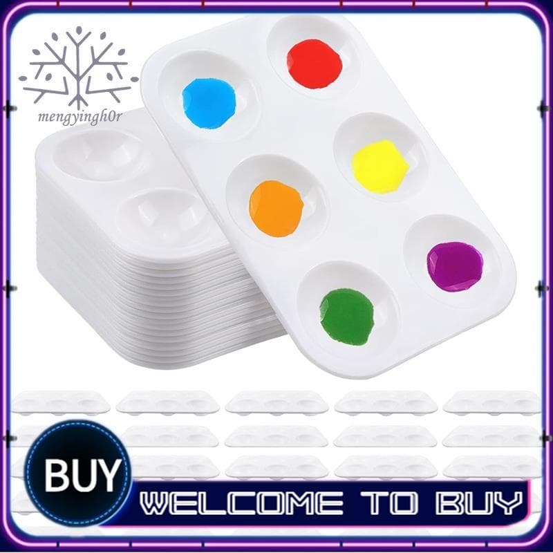 Paletas De Pintura Plástica 6 Retangulares De Bandeja Branca Para Artesanato DIY E Artística Festa Aquarela