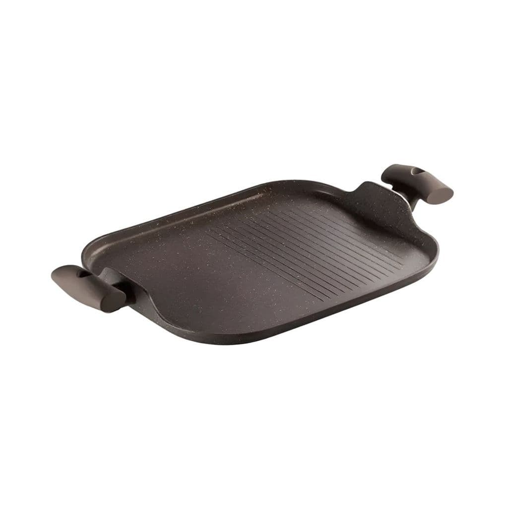 GRILL DUPLO COM ALÇA MARROM MARMORIZADO ANTIADERENTE MUNDIAL