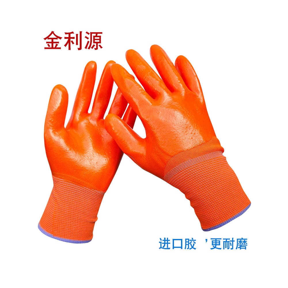 Venda quente Nylon PVC totalmente pendurado cola luvas de proteção do trabalho totalmente mergulhadas espessadas resiste