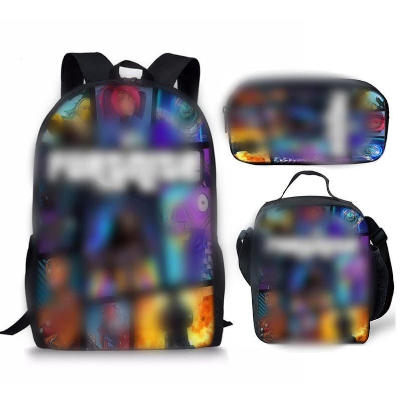 Nova mochila de anime em alta demanda, conjunto de três peças de mochila escolar estampada, mochila escolar para estudan