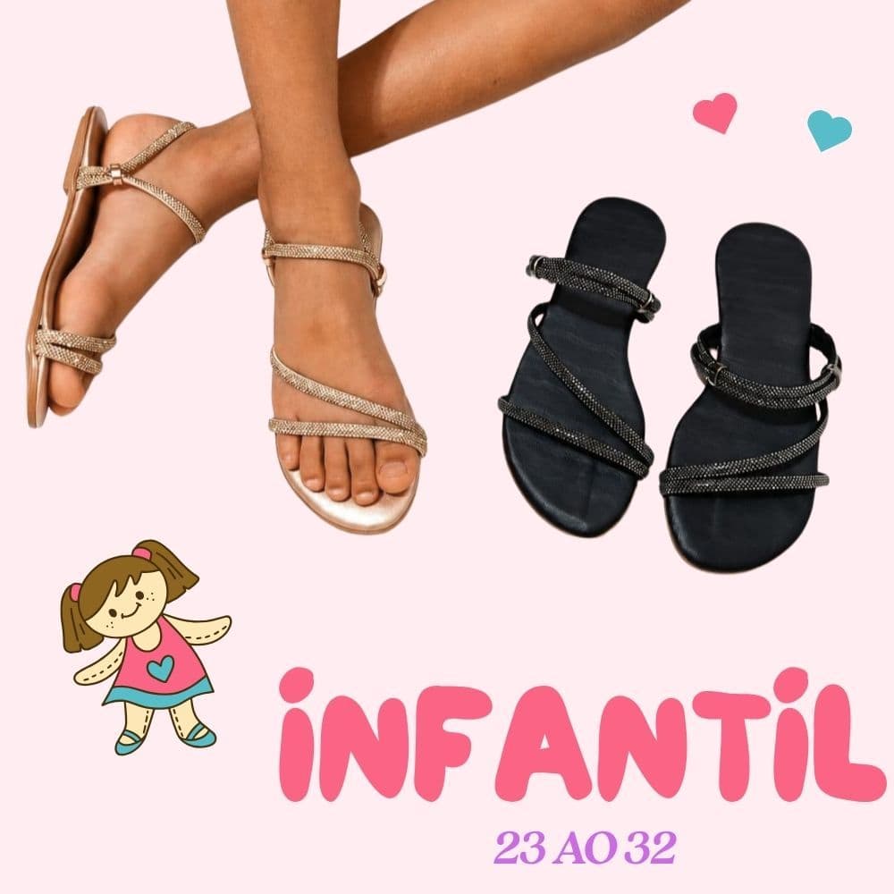 Sandália Infantil Meninas Detalhes strass Modinha Leve