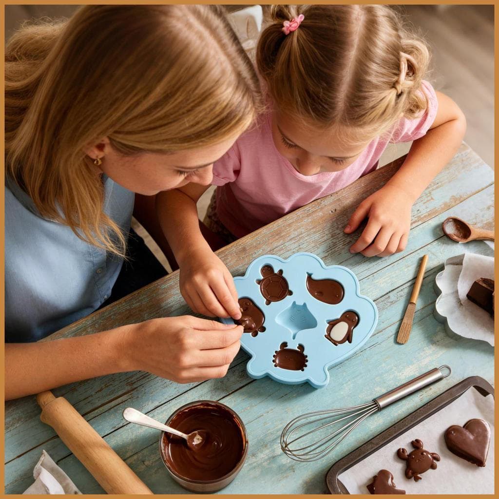Forma de gelo reutilizável, molde de chocolate com padrões de animais, adequado para casa, cozinha, festas, reuniões fam