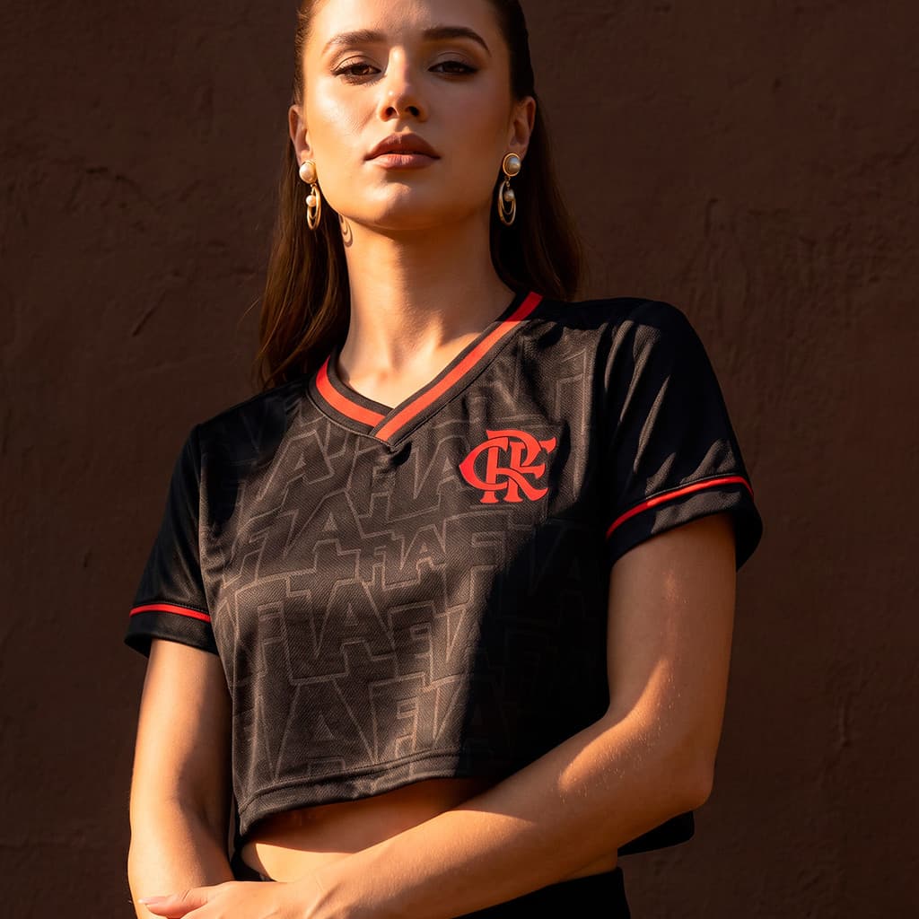 Cropped Flamengo Vencer Preta Feminina
