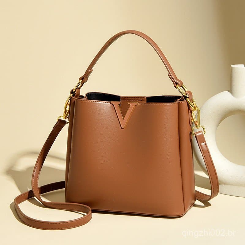 Bolsa bucket de alta qualidade, elegante e moderna para mulheres, estilosa e versátil para o verão, bolsa casual de ombr
