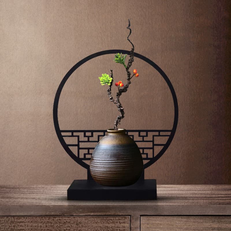 ornamento de mesa com plantas verdes, vaso de mesa de estilo chinês novo, arranjo de flores artificiais para sal
