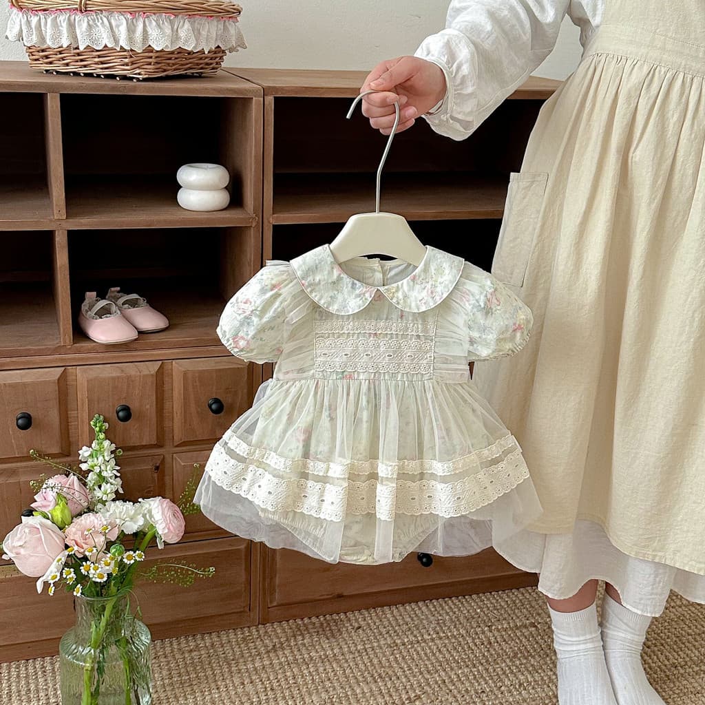 Feminino roupas de bebê verão bebê um mês cem dias princesa macacão vestido bebê recém-nascido menina macacão classe a 9