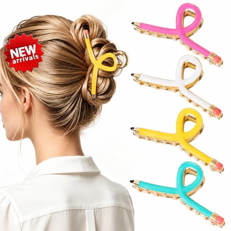 < YP > Prendedor De Garra De Cabelo Em Formato De Lápis De Metal Para Mulheres , Minimalista , Elegante , Premium , Aces