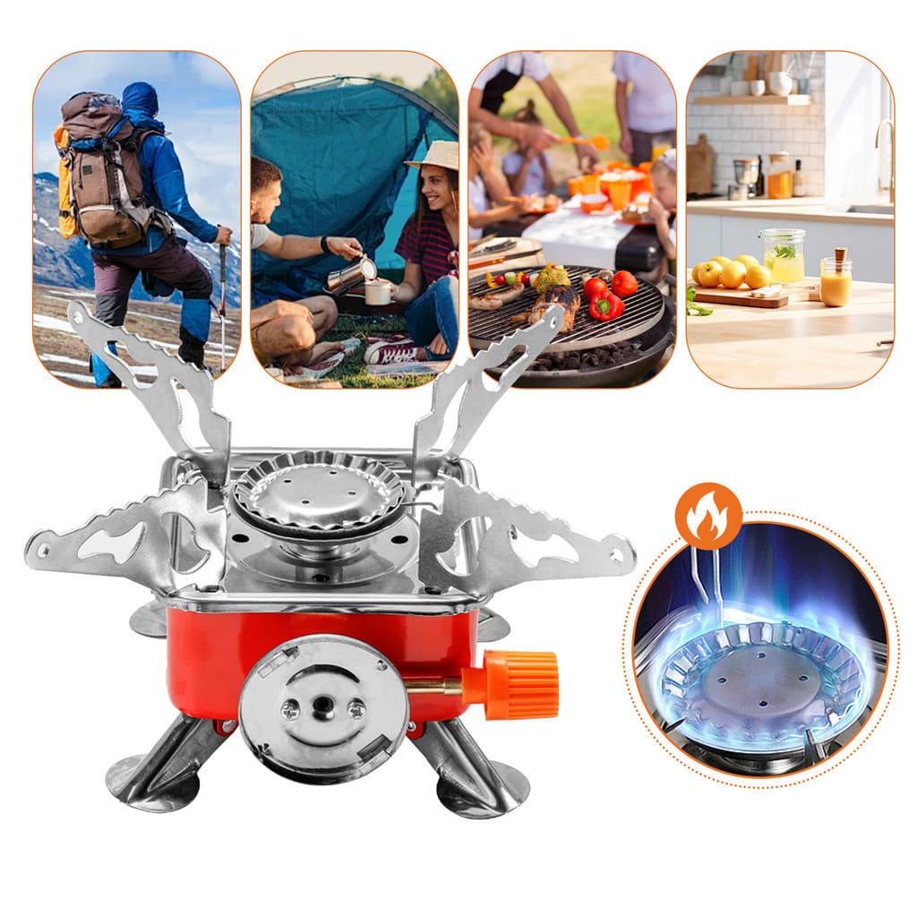 Fogareiro Portatil Mini Fogao a Gas Camping Acampamento Pesca Trilha Ignicao Automatica Dobravel 2800W Com Bolsa
