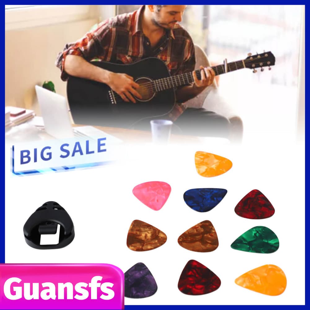 Guansfs.br Conjunto de palhetas de guitarra profissional, palhetas de plástico premium, superfície lisa, cores ricas,