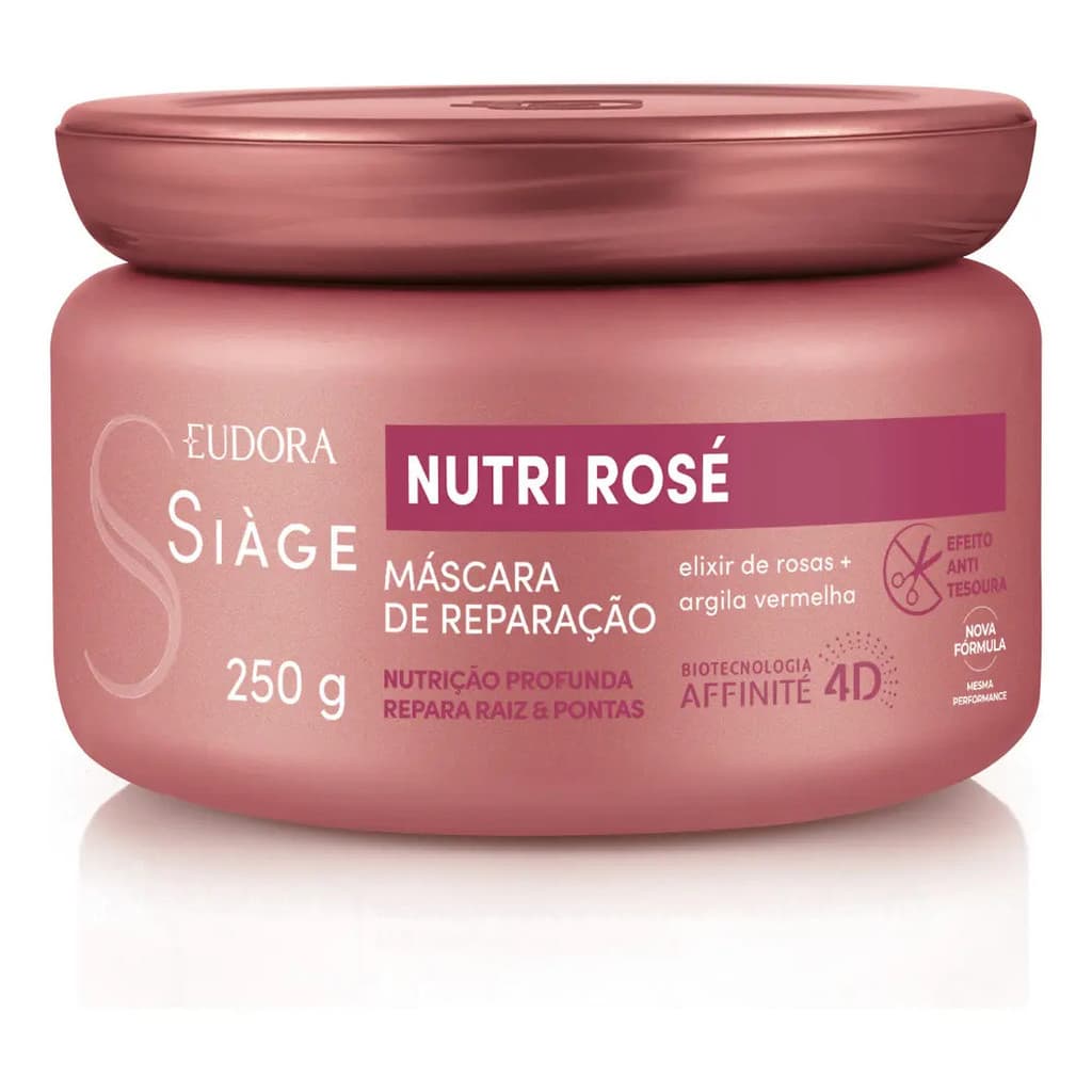 Máscara De Reparação Siáge Nutri Rose Hidratação 250ml Cabelos Danificados