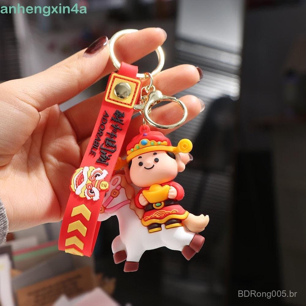 Pingente De Bolsa De Cavalo De Desenho Animado ANHENGXIN , Chaveiro Tradicional Do Ano Pequeno Deus Da Riqueza , Fofo