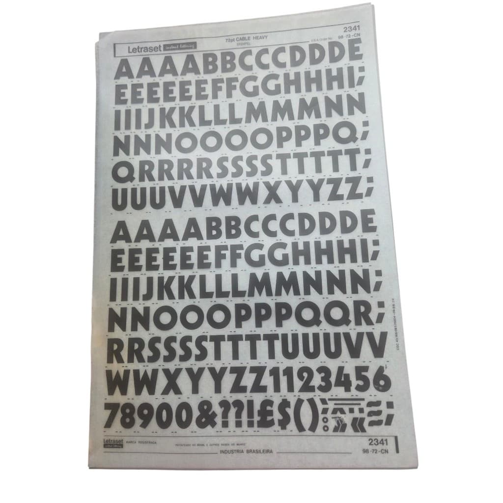 Letraset 25 X 38 cm Letras Adesivas Ref. 2341 Altura 19.8 mm
