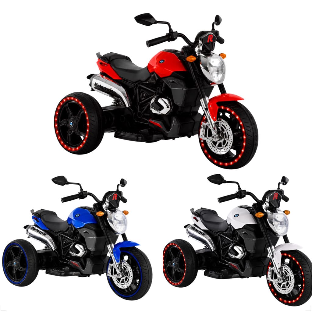 Moto Elétrica Infantil Triciclo 6V com LED e Faro Moto Infantil Recarregável Brinquedo