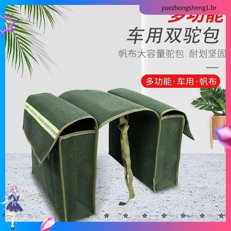 Bolsa lateral de lona verde do exército para motocicleta, bolsa de Mountain Bike, estrutura traseira auto-lateral, bolsa