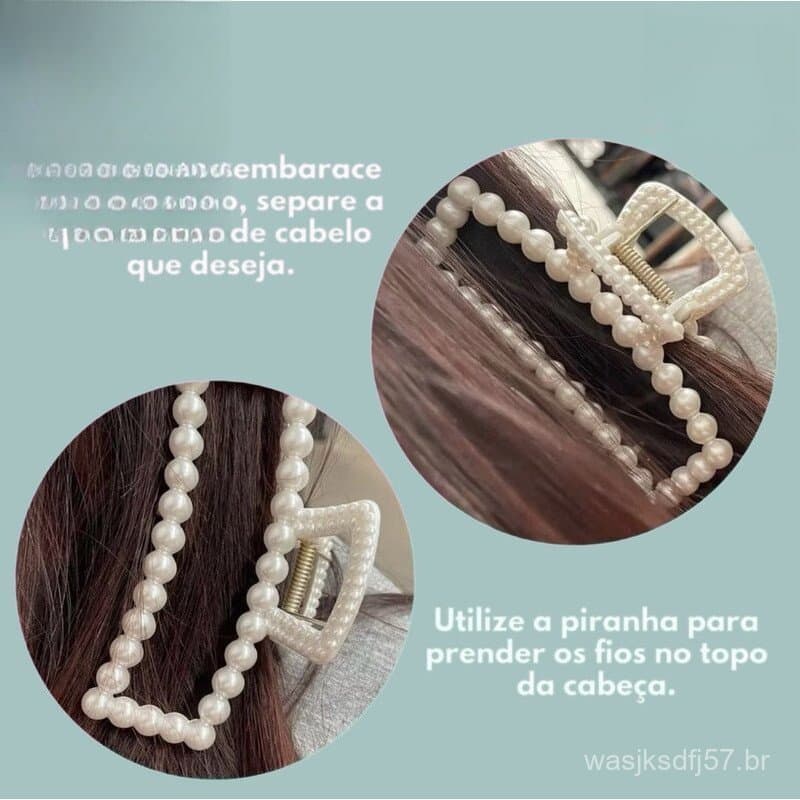 ANA 1108 KIT 4 PCS Prendedor/Piranha/Presilha  Grande de Cabelo com Detalhes de Perola