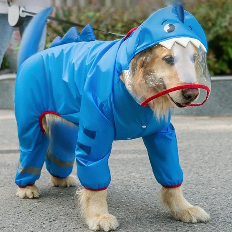 3XL-8XL Capa De Chuva Para Cães À Prova D'água Dogface Grande Casaco Jaqueta Reflexiva Ajustável De Estimação Com Capuz