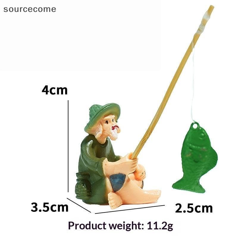[sourcecome] Mini Conjunto De Pescador De Barco Flutuante Modelos De Micro Paisagem Realistas Para Aquário Lagoa Decoraç