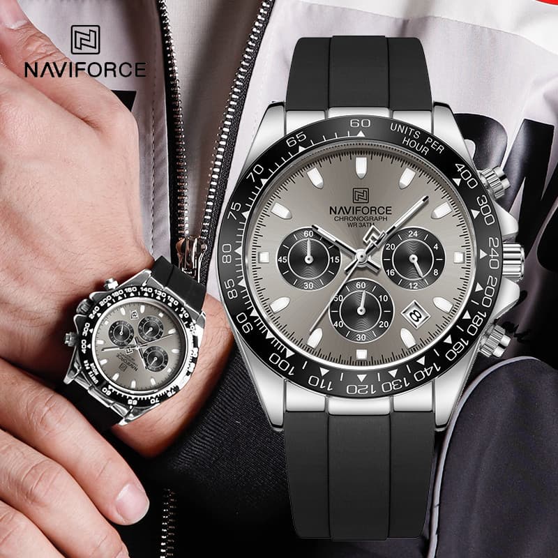 NAVIFORCE NF8054 Relógios Originais Para Homens Banda De Silicone Relógio De Pulso Luminoso Esportivo Casual Cronógrafo