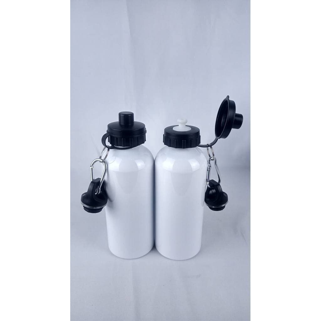 Squeeze Alumínio 600ml Kit 2 Unidades Com Mosquetão 2 Tampas Para Academia Escola Sublimação Atacado