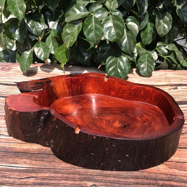 Cinzeiro de jacarandá mogno madeira maciça grande fruta vermelho sândalo raiz escultura ornamentos birmanês estilo Retro