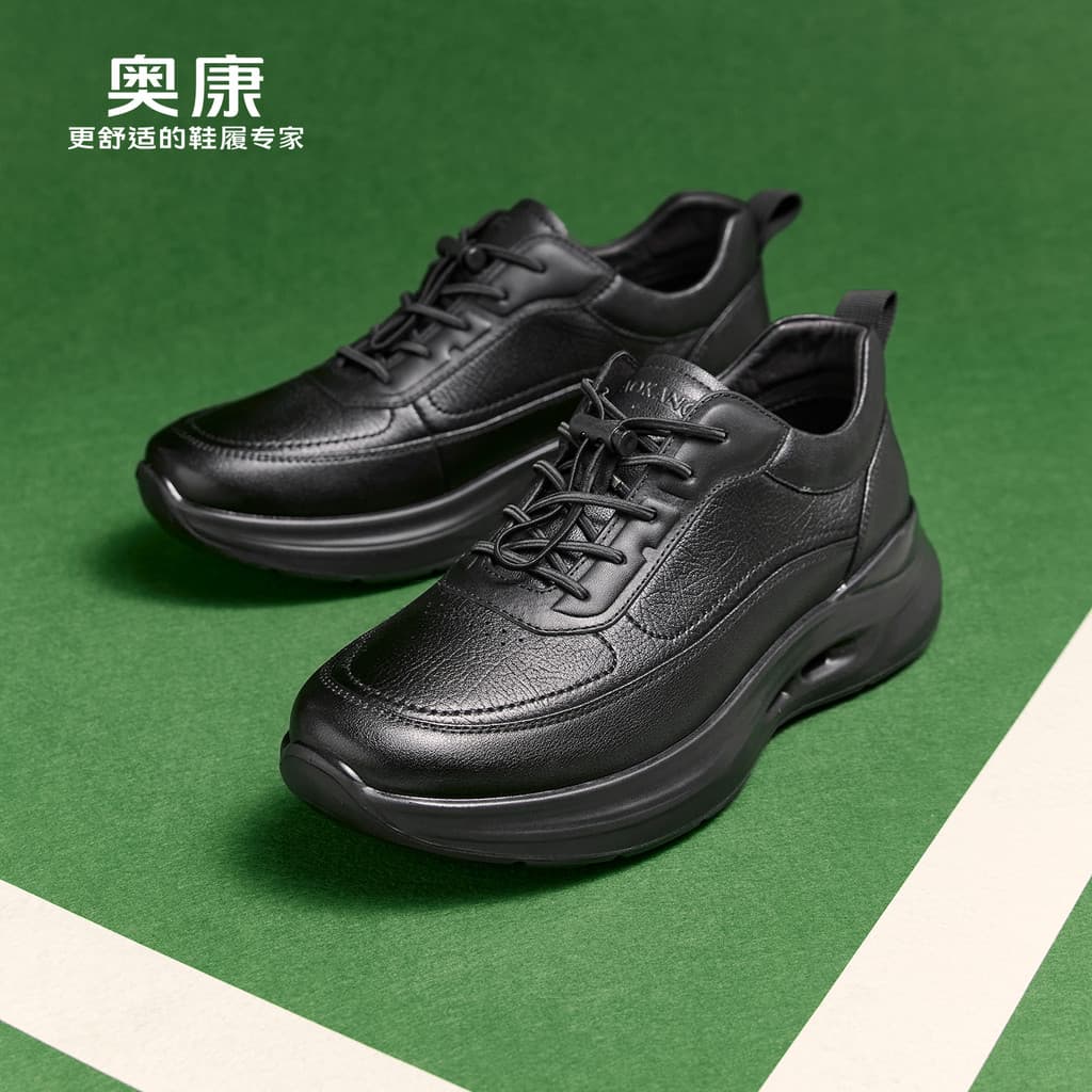 Okcom sapatos masculinos leves, confortáveis, sola macia, não cansado, sapatos de couro masculinos, marca de alta qualid