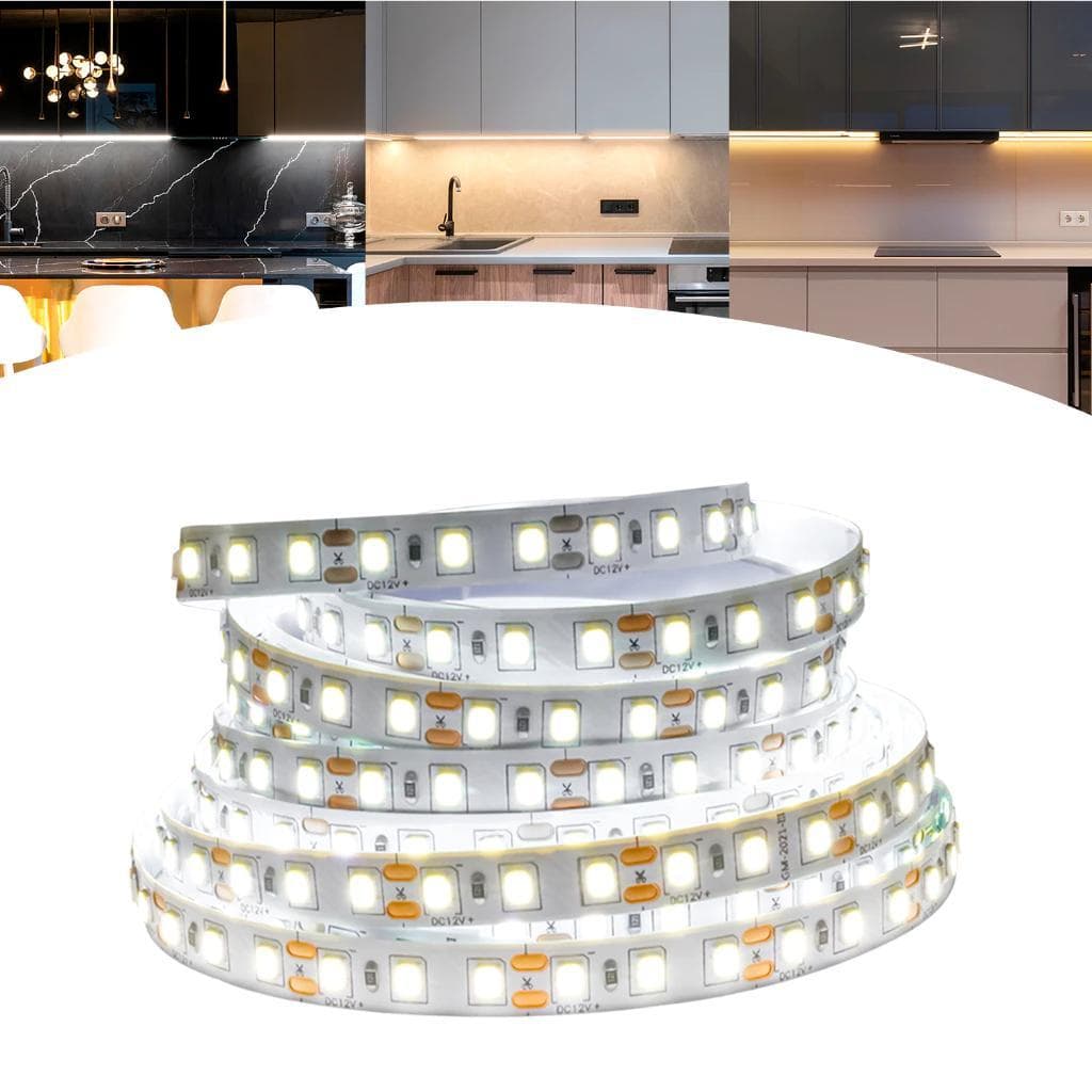 Fita LED 3528 5 Metros 240 LEDs Branco Quente Neutro Frio 12V IP20 Iluminação Decorativa Interna Alta Intensidade