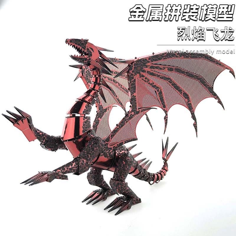 Quebra-cabeça legal na moda jogar cor versão Metal 3D tridimensional quebra-cabeça DIY modelo de montagem chama dragão v