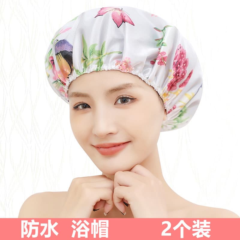 Touca de banho à prova d'água, touca de banho feminina para adultos, espessada, fofa, cuidados com o cabelo, cozinha dom