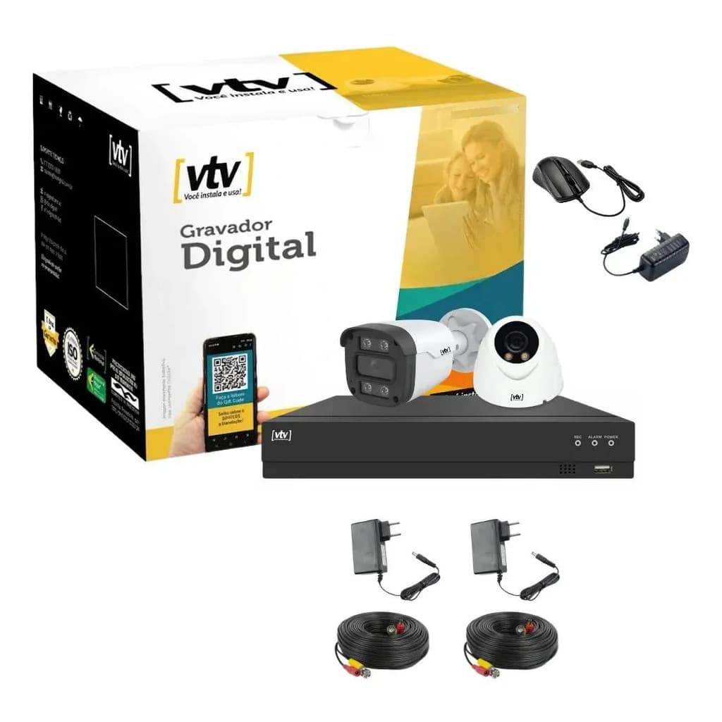Kit Dvr 1080p  4ch + 1 Dome Full Color + 1 Bullet Full Color