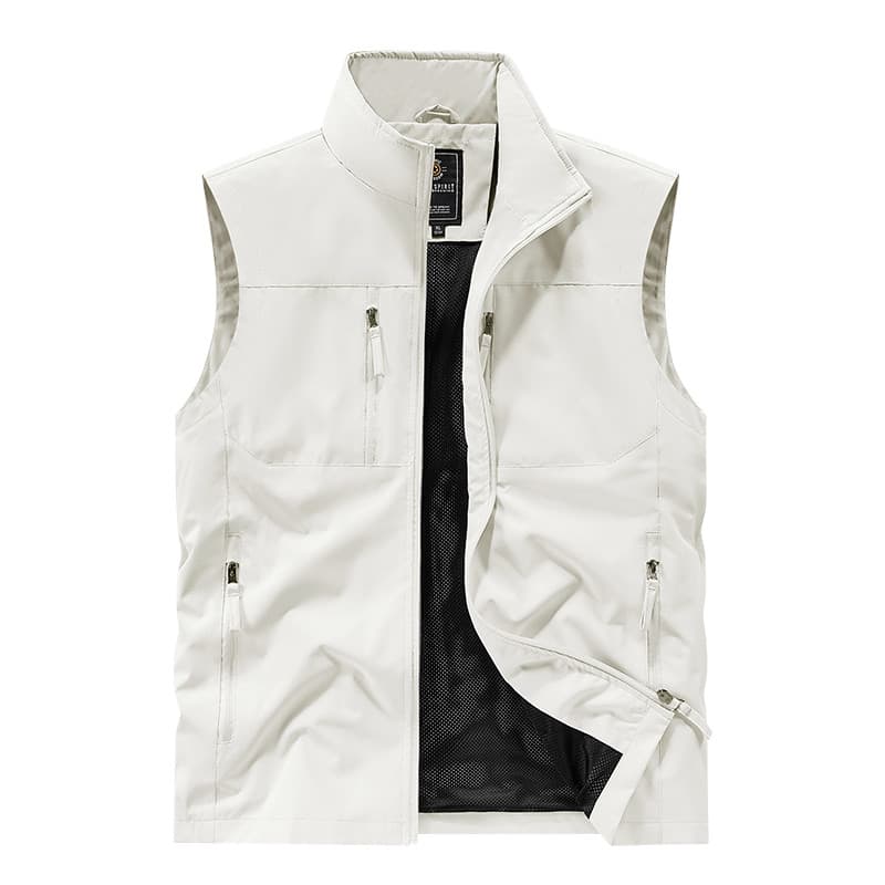 Colete masculino primavera outono fino High-End cor sólida gola colete ao ar livre jaqueta masculina respirável outono s