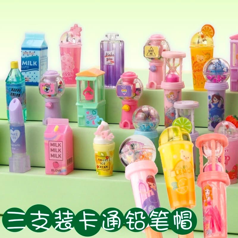 Nova geração estudantes da escola primária japonês papelaria lápis caso protetor dos desenhos animados bonito extensor m