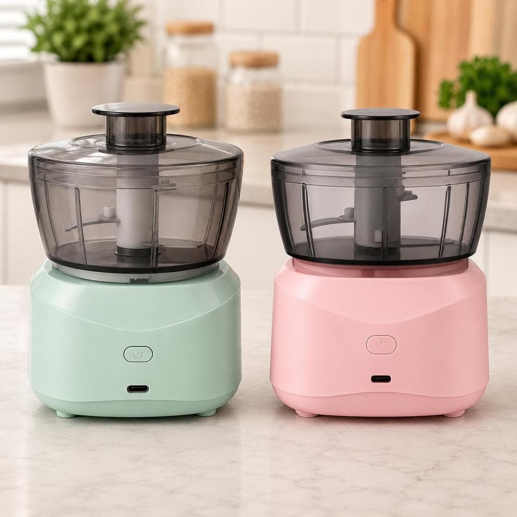 Mini Processador de Alimentos 350ml Recarregável Sem Fio USB-C 45W Com Misturador de Alimentos