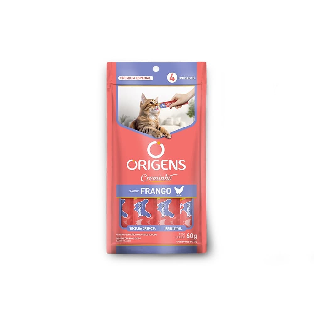 Petisco Cremoso Origens Gatos Frango 15g com 4 Unidades