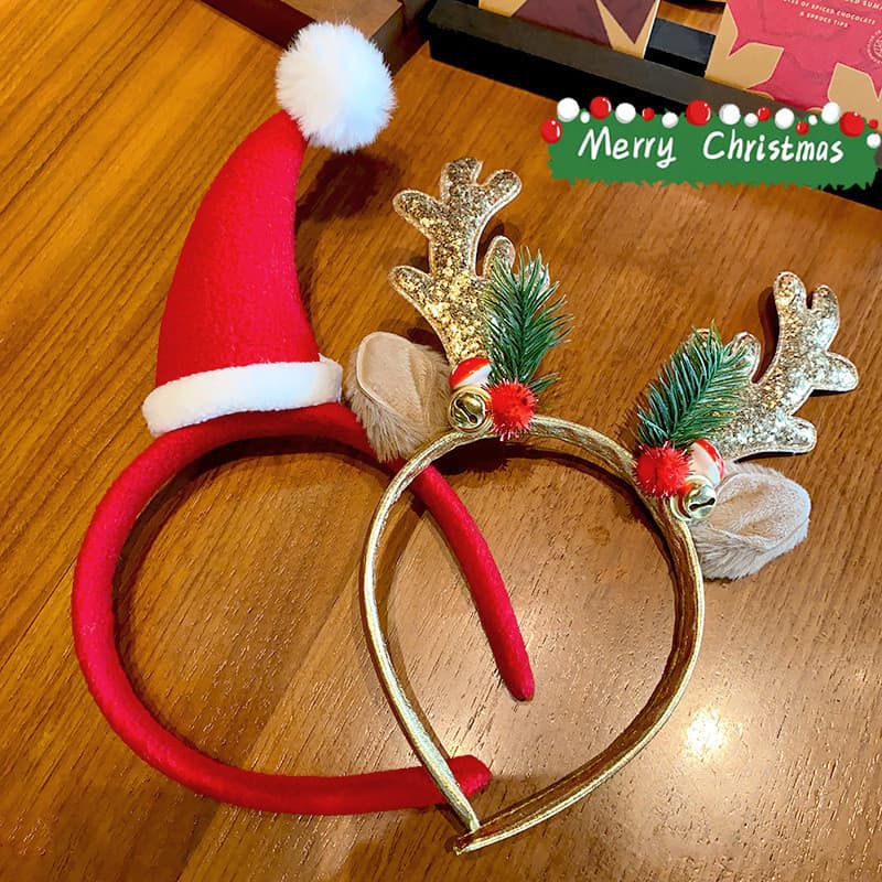 Tridimensional pequeno chapéu de natal bandana floco de neve chifres foto de natal Headwear bola de cabelo bonito arco H