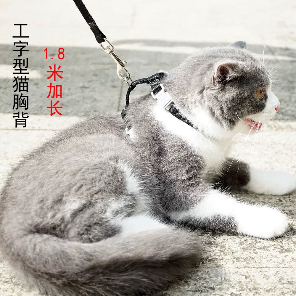 Gato andando corda gato trela Anti-quebra gatinho corrente gatinho corda adulto gato em forma de I passeio gato andando
