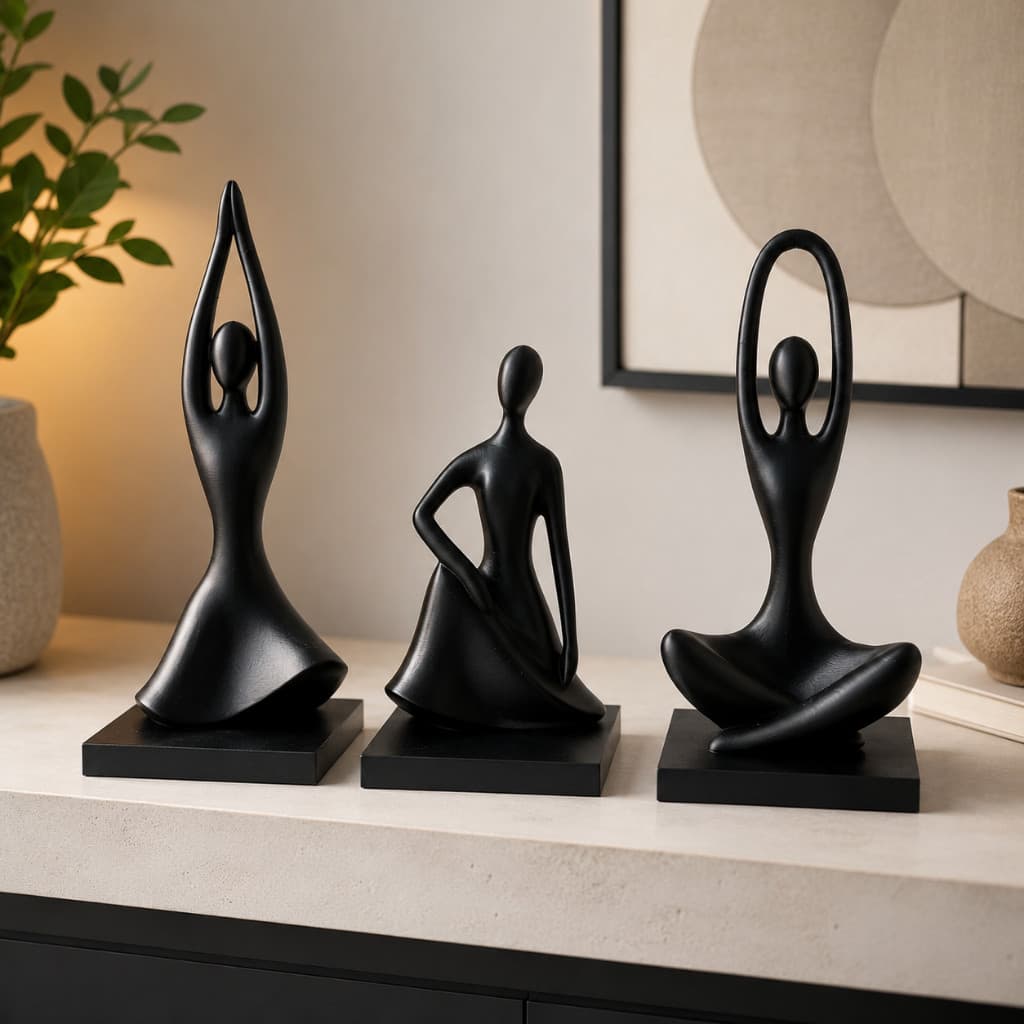 Trio Esculturas Estatuas Abstratas Modernas Mulher Minimalista Decoração Enfeite Casa Quarto Sala Escritorio